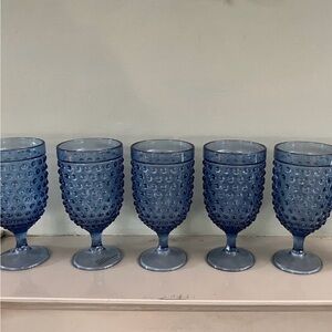 Blue Hobnail Goblets Set
